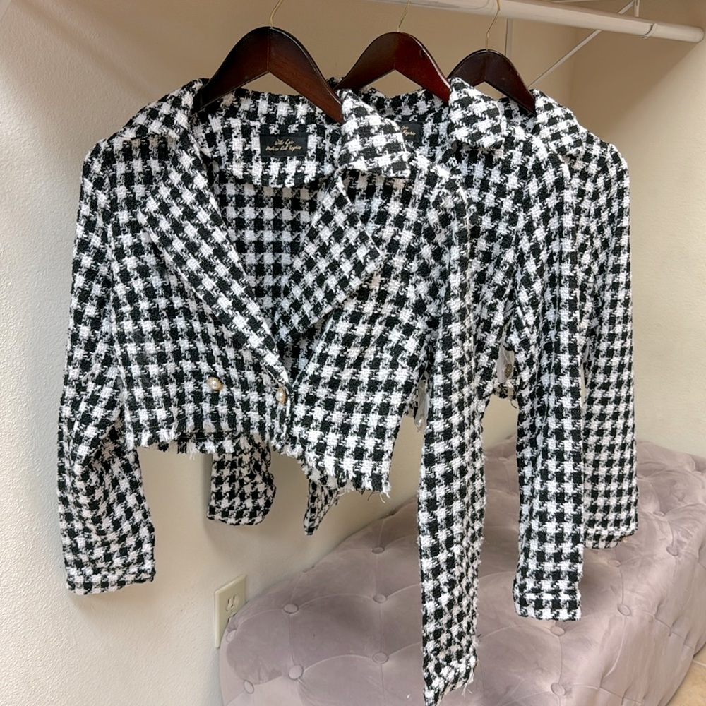 Hoodstooth cropped jacket